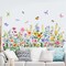 Colorful Floral Wall Decals Wildflowers Flower Wall Stickers Butterfly Green Plant (Flower)